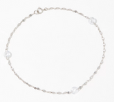 Diamonique Drilled Stone Sparkle Sterling Silver Chain Anklet, 10"